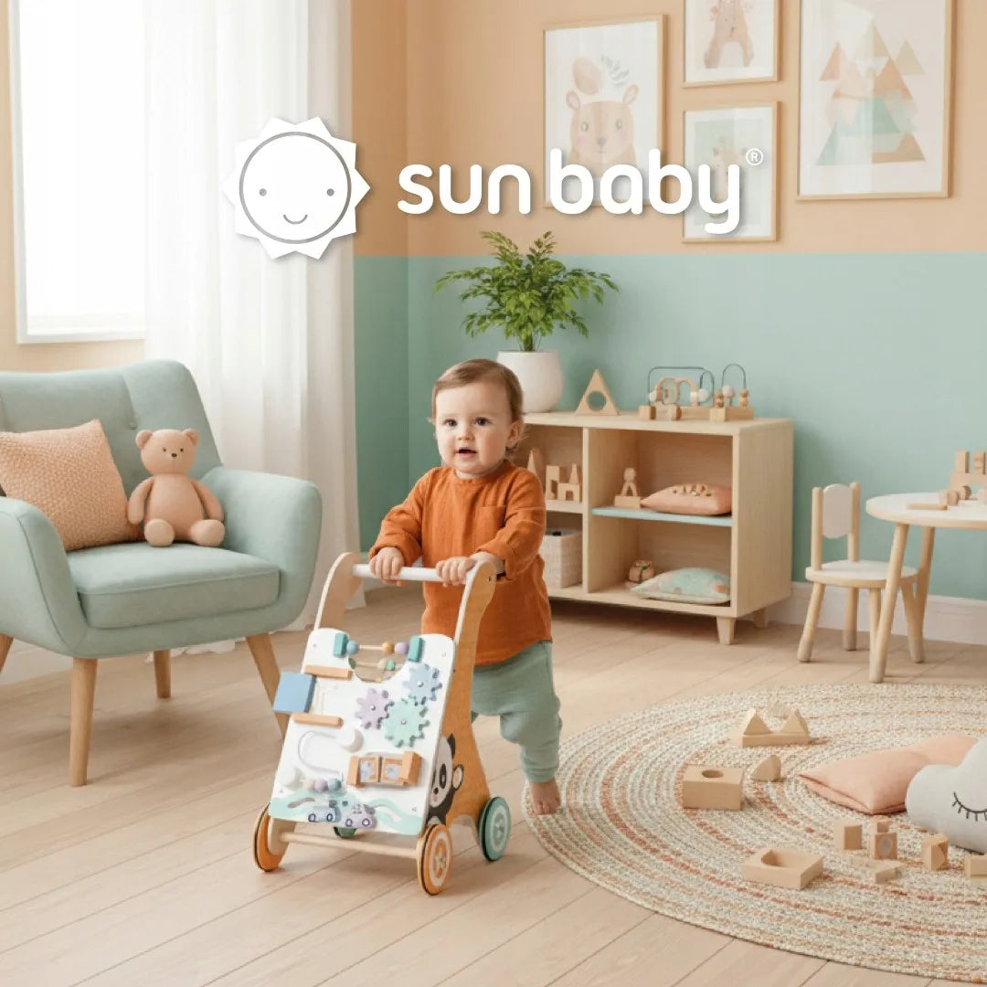 „Sun Baby“ medinis stumdukas vaikui 2 viename su manipuliacine lenta