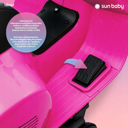 „Sun Baby“ mini akumuliatorinis „Vespa“ paspirtukas, fuksijų rožinės spalvos