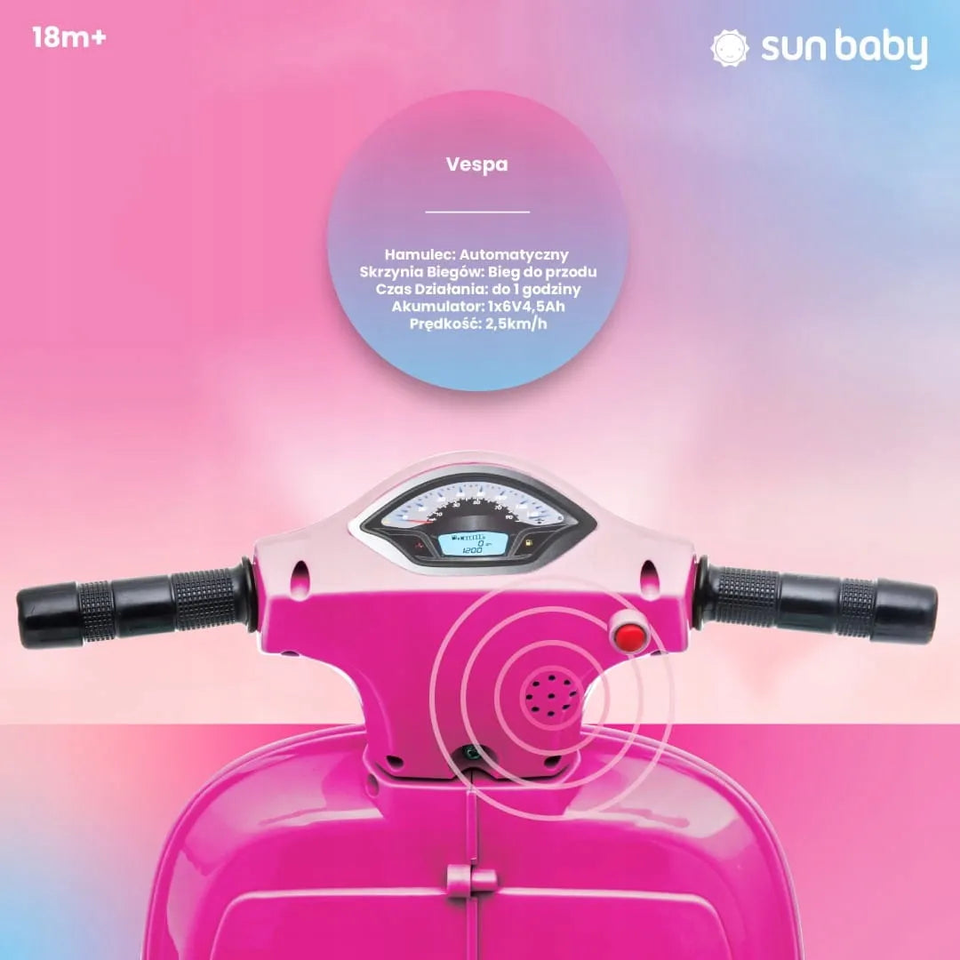 „Sun Baby“ mini akumuliatorinis „Vespa“ paspirtukas, fuksijų rožinės spalvos