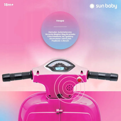 „Sun Baby“ mini akumuliatorinis „Vespa“ paspirtukas, fuksijų rožinės spalvos