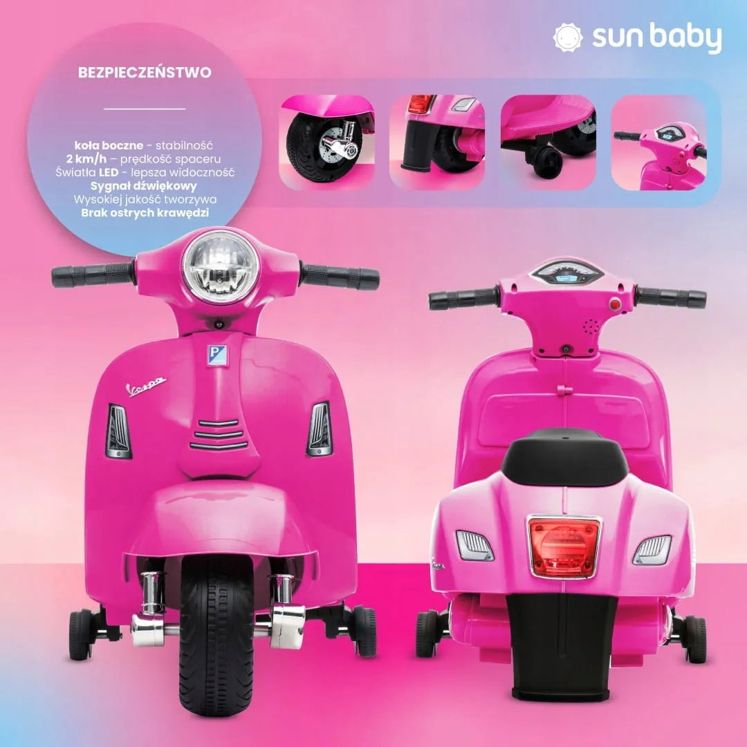 „Sun Baby“ mini akumuliatorinis „Vespa“ paspirtukas, fuksijų rožinės spalvos