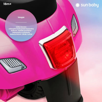 „Sun Baby“ mini akumuliatorinis „Vespa“ paspirtukas, fuksijų rožinės spalvos