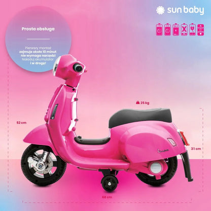 „Sun Baby“ mini akumuliatorinis „Vespa“ paspirtukas, fuksijų rožinės spalvos
