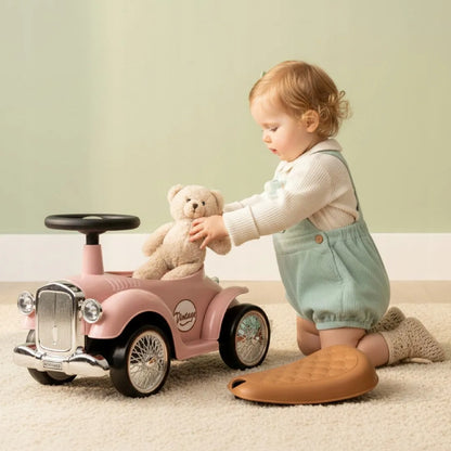 „Sun Baby“ retro paspiriamas automobilis-stumdukas su daiktadėže, rožinis
