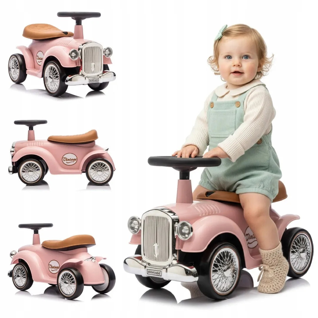 „Sun Baby“ retro paspiriamas automobilis-stumdukas su daiktadėže, rožinis