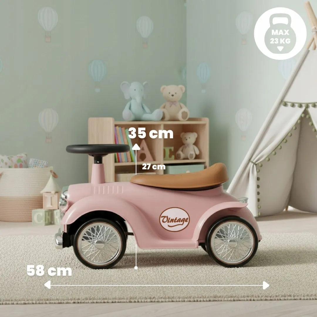 „Sun Baby“ retro paspiriamas automobilis-stumdukas su daiktadėže, rožinis