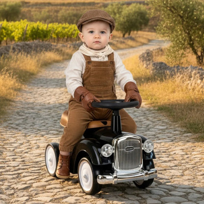 „Sun Baby“ retro stiliaus juodas vaikiškas paspirtukas-automobilis