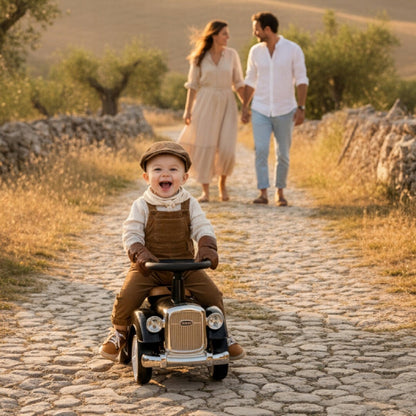 „Sun Baby“ retro stiliaus juodas vaikiškas paspirtukas-automobilis