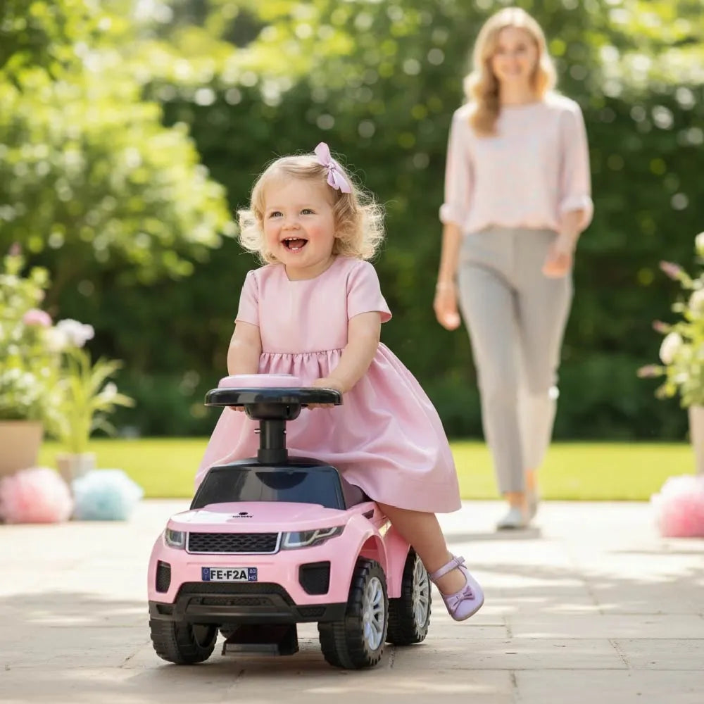 „Sun Baby“ rožinė važiuoklė-stumdukas mergaitei nuo 1 metų su daiktadėže ir garsais