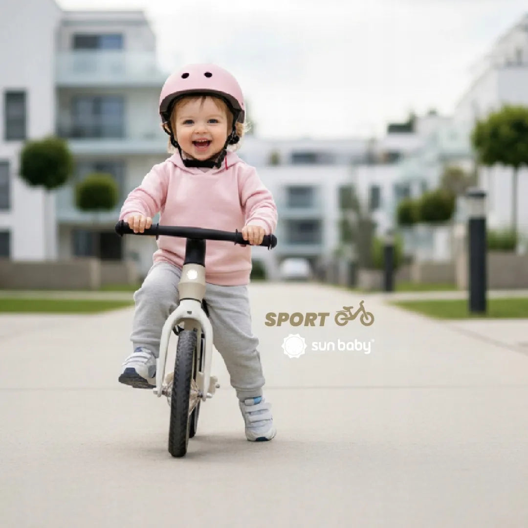 Sun Baby SPORT balansinis dviratis vaikams, 2,5 kg, itin lengvas, su sparnu ir poroloniniais ratais, smėlio spalvos