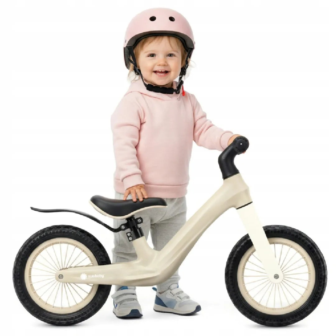 Sun Baby SPORT balansinis dviratis vaikams, 2,5 kg, itin lengvas, su sparnu ir poroloniniais ratais, smėlio spalvos