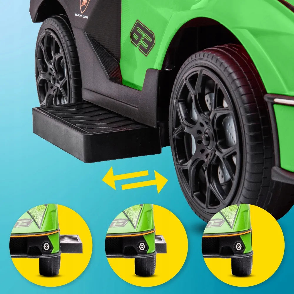 „Sun Baby“ vaikiškas „Lamborghini Essenza SCV12“ paspirtukas-stumdukas su daiktų skyriumi, žalias