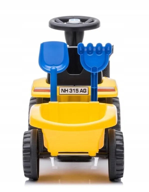 „Sun Baby“ vaikiškas traktoriukas-stumdukas su priekaba „New Holland“, geltonas