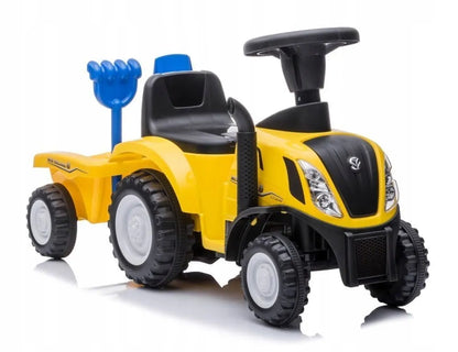 „Sun Baby“ vaikiškas traktoriukas-stumdukas su priekaba „New Holland“, geltonas