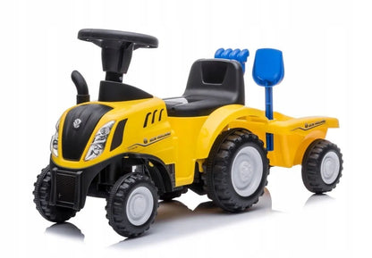 „Sun Baby“ vaikiškas traktoriukas-stumdukas su priekaba „New Holland“, geltonas