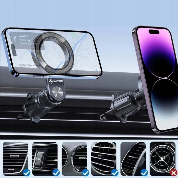 SUPERO automobilinis magnetinis laikiklis telefonui su MagSafe funkcija ventiliacijos grotelėms