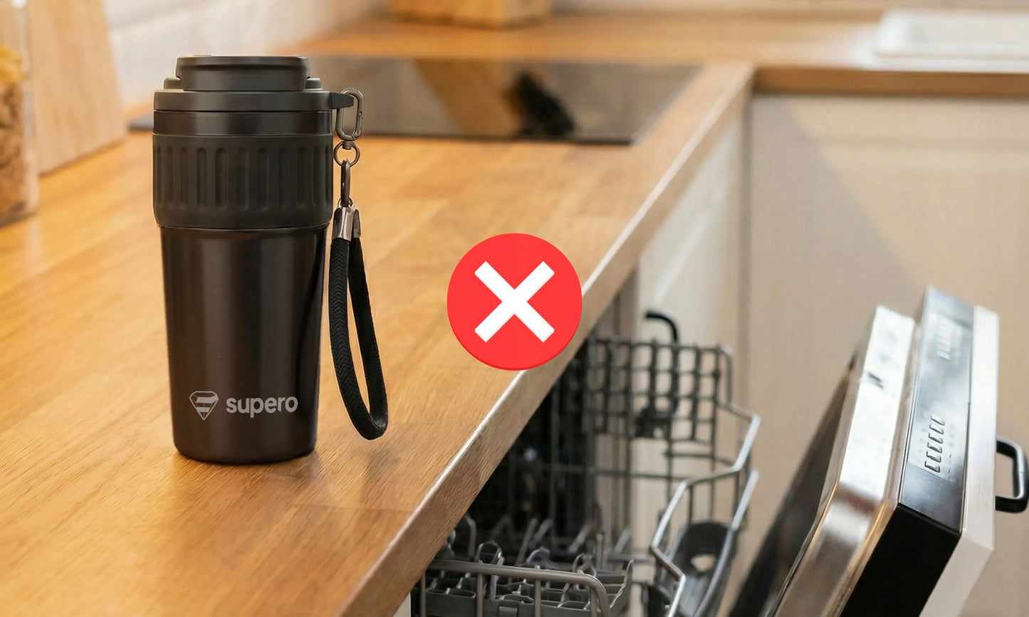 SUPERO Keraminis termo puodelis su šiaudeliu ir snapeliu kavai 630ml