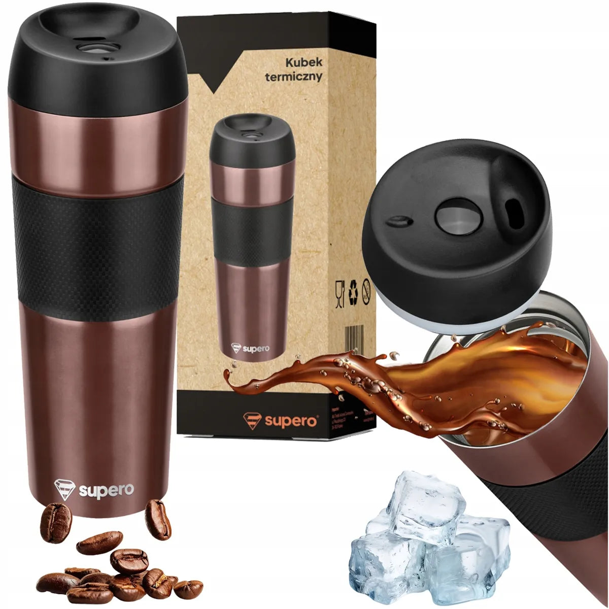 SUPERO sandarus termopuodelis, 450 ml, rožinis