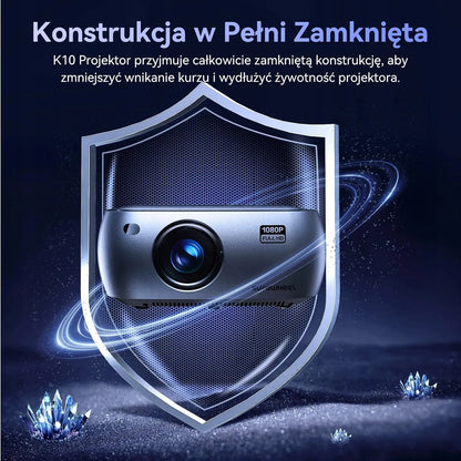 „SUREWHEEL K10“ LED projektorius su „Wi-Fi“, „Full HD“ raiška, 4K palaikymu, iki 220 colių vaizdu