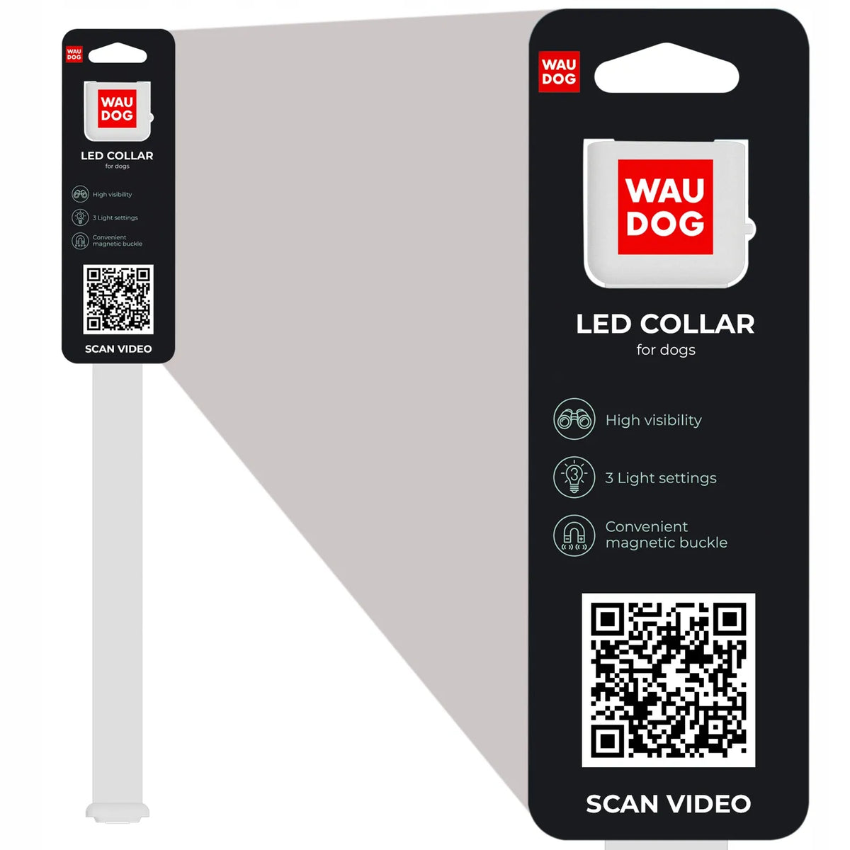 Šviečiantis šuns antkaklis WAUDOG LED, magnetinis užsegimas, 60 cm