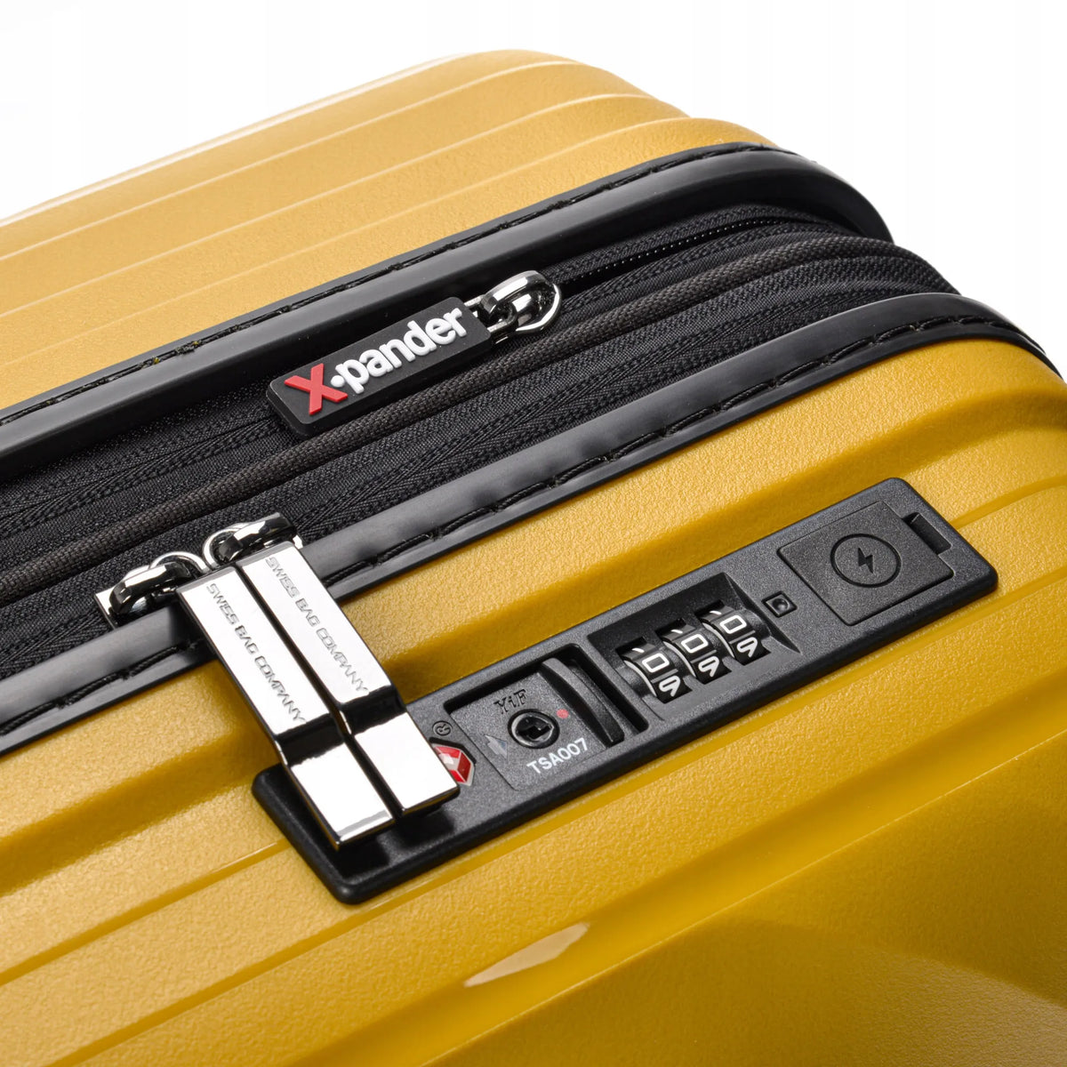 SwissBags Echo geltonas salono lagaminas, 42–49 l, 55 cm, polipropileninis, su TSA spyna