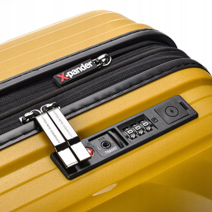 SwissBags Echo geltonas salono lagaminas, 42–49 l, 55 cm, polipropileninis, su TSA spyna