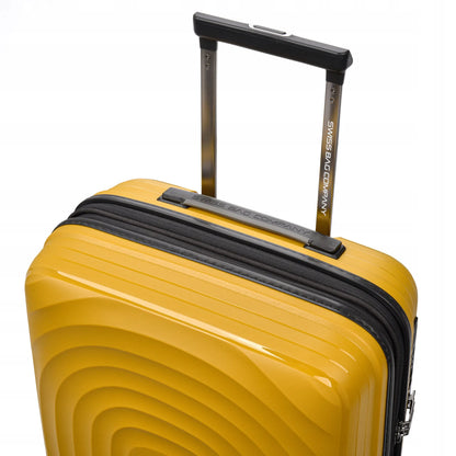 SwissBags Echo geltonas salono lagaminas, 42–49 l, 55 cm, polipropileninis, su TSA spyna