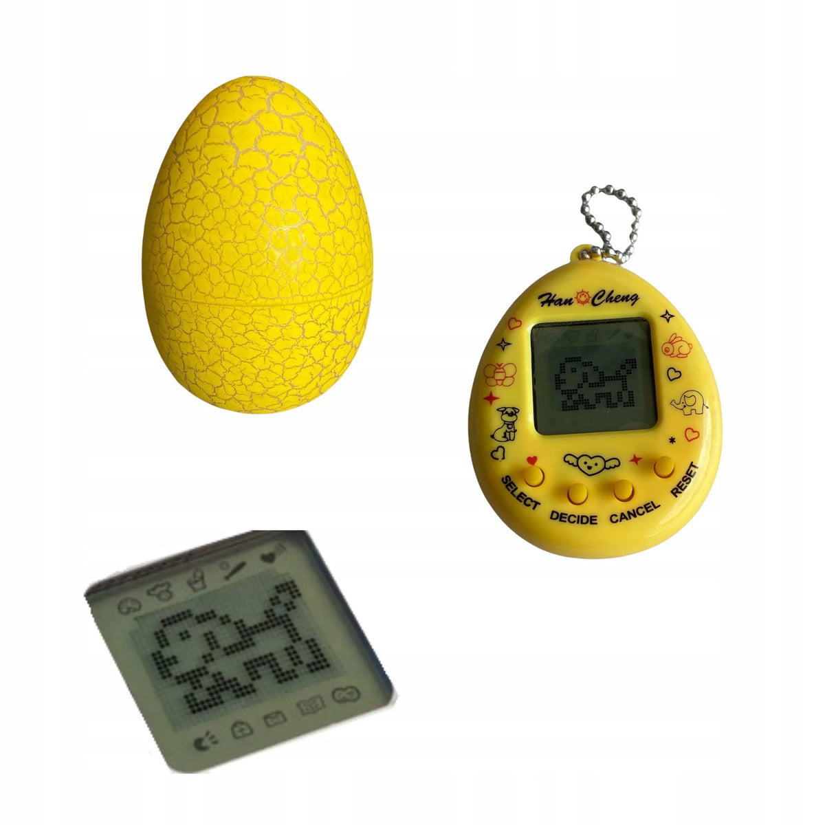 Tadekmark Tamagotchi 168-in-1 elektroninis augintinis kiaušinyje, geltonas