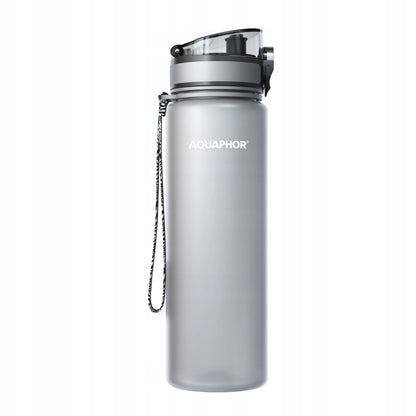 Talpus filtruojantis vandens butelis Aquaphor City 0,8L pilkas, gertuvė mokyklai ir darbui