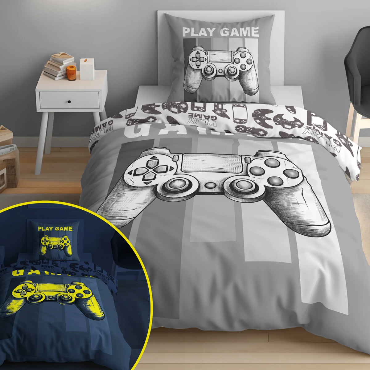 Tamsoje šviečianti patalynė 140x200 Gamer pultelis žaidimų konsolė
