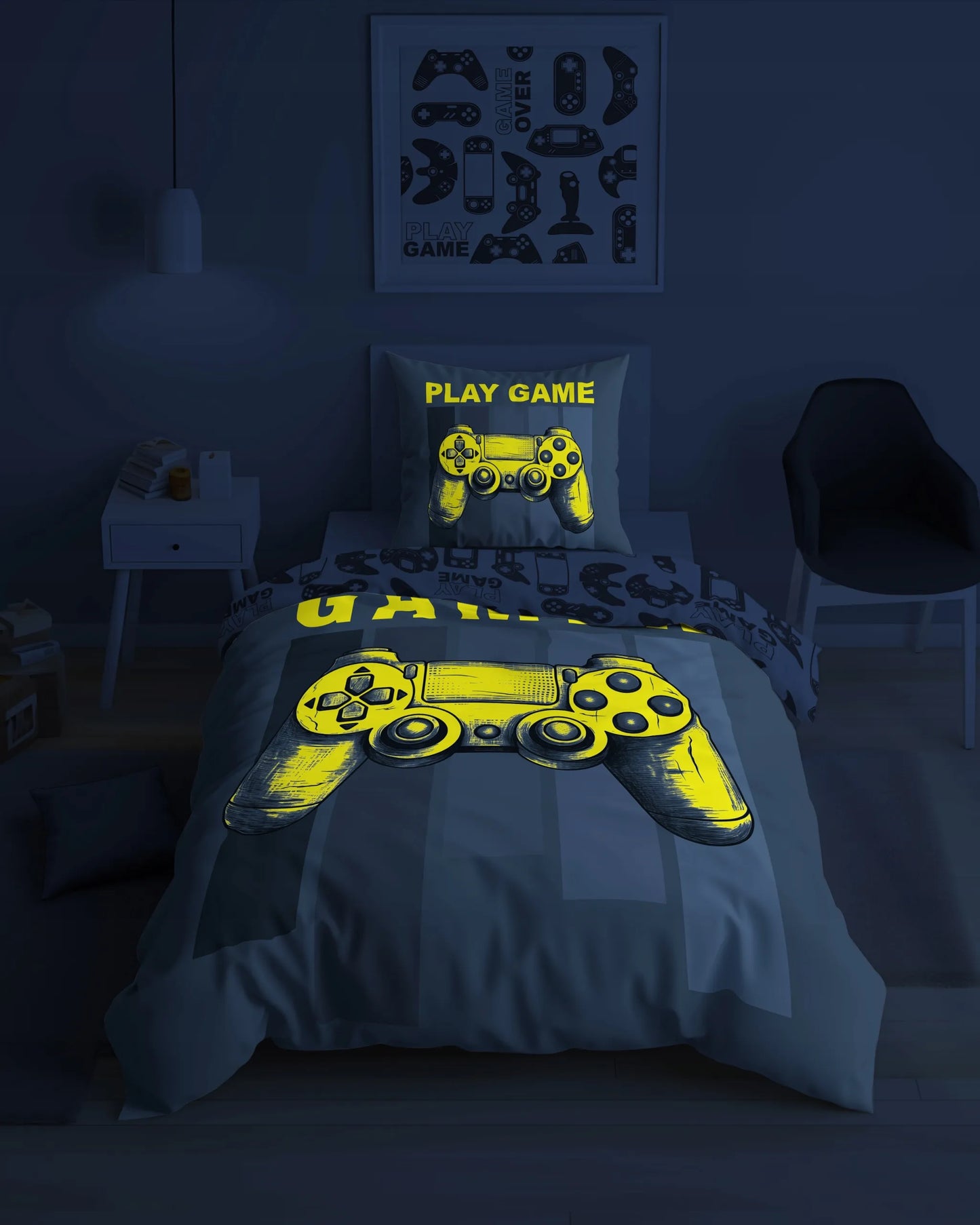 Tamsoje šviečianti patalynė 140x200 Gamer pultelis žaidimų konsolė