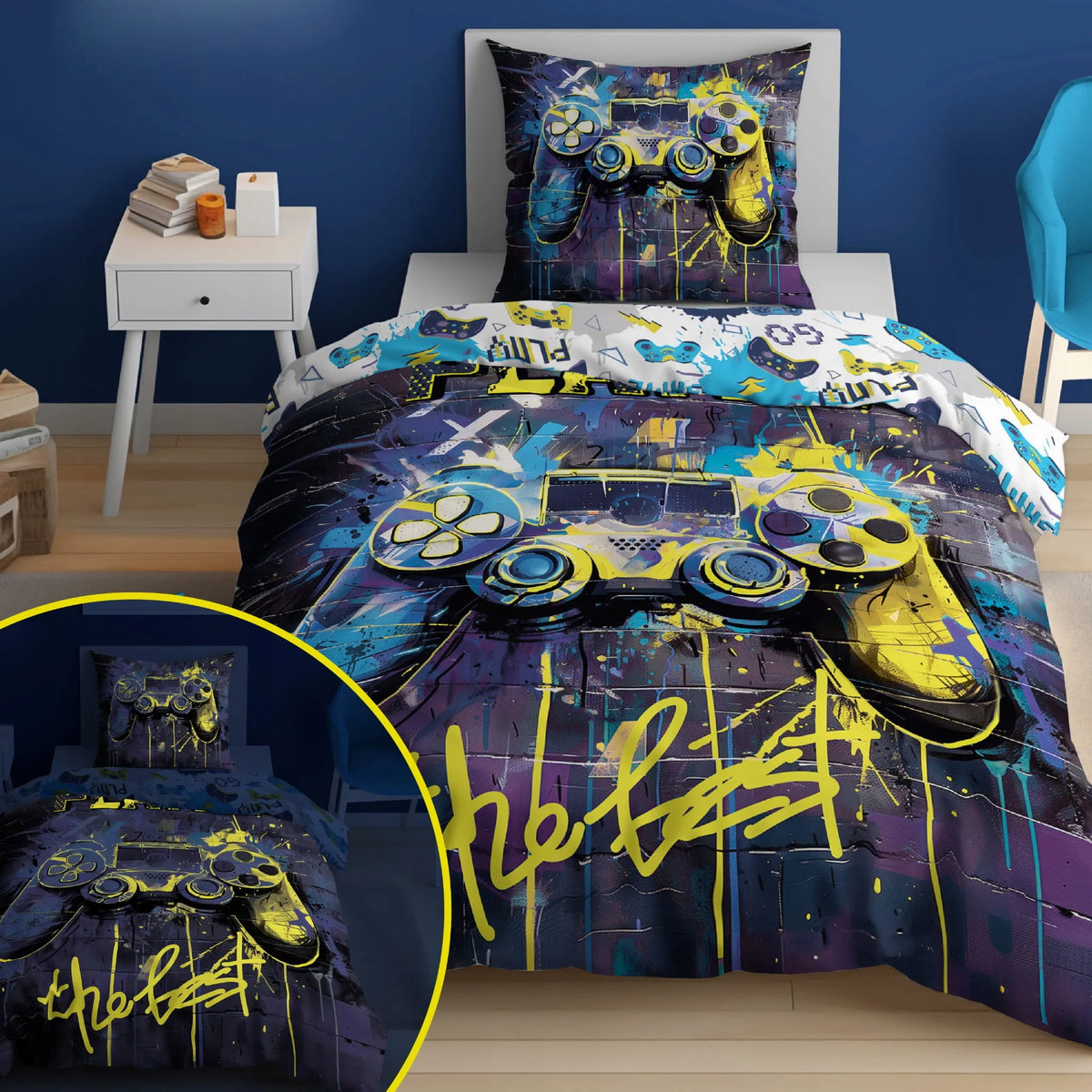 Tamsoje šviečianti patalynė 160x200 Gamer pultelis žaidimų konsolė