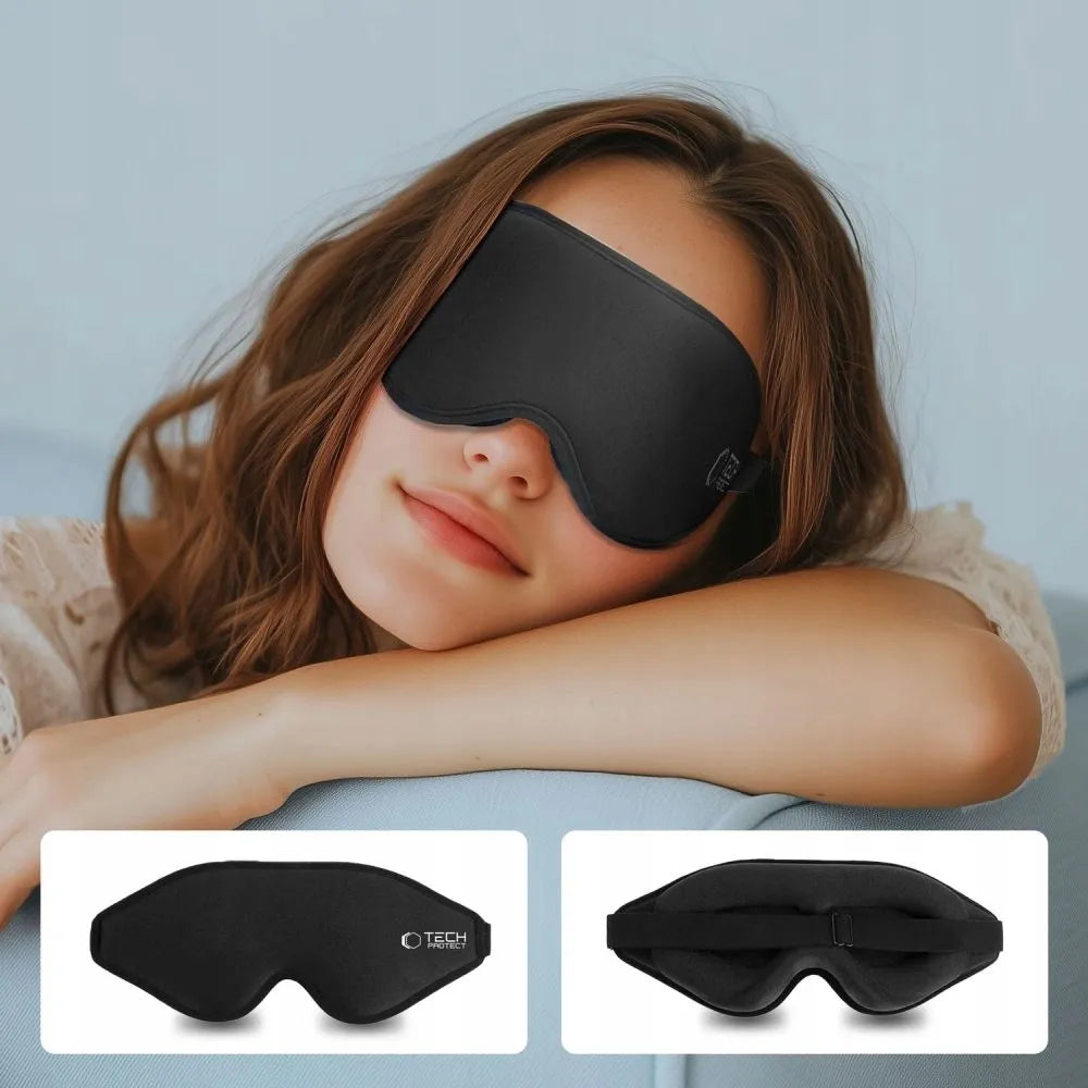 Tech-Protect akių kaukė miegui, juoda, matinė, komfortiška
