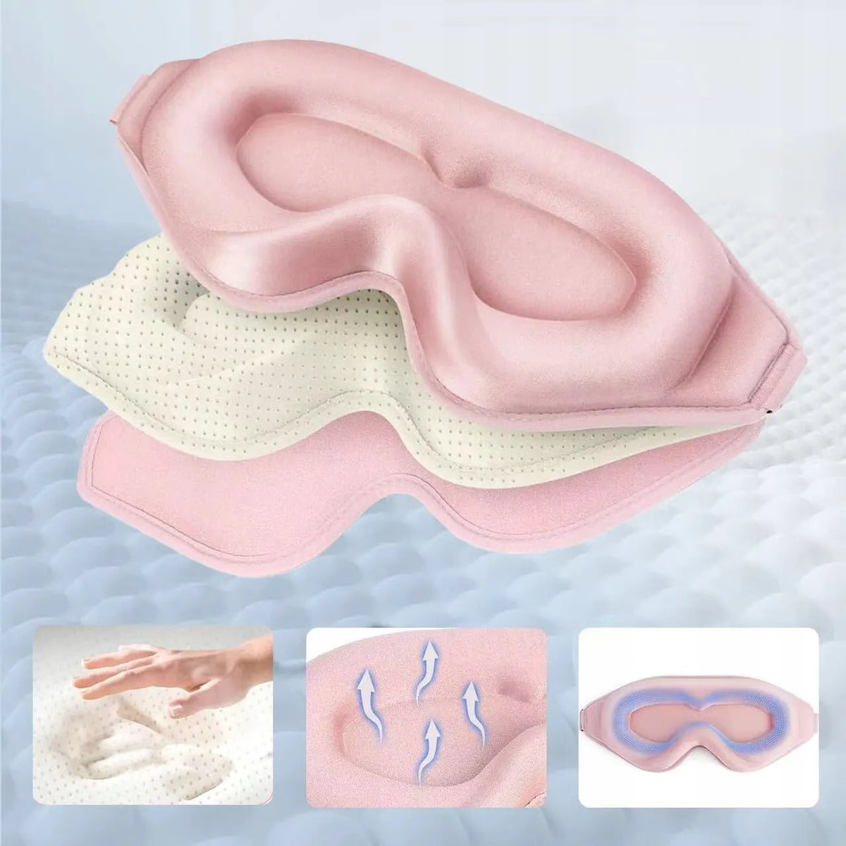 Tech-Protect Sleep Mask 3D užtemdanti miego kaukė, reguliuojama, šviesiai rožinė