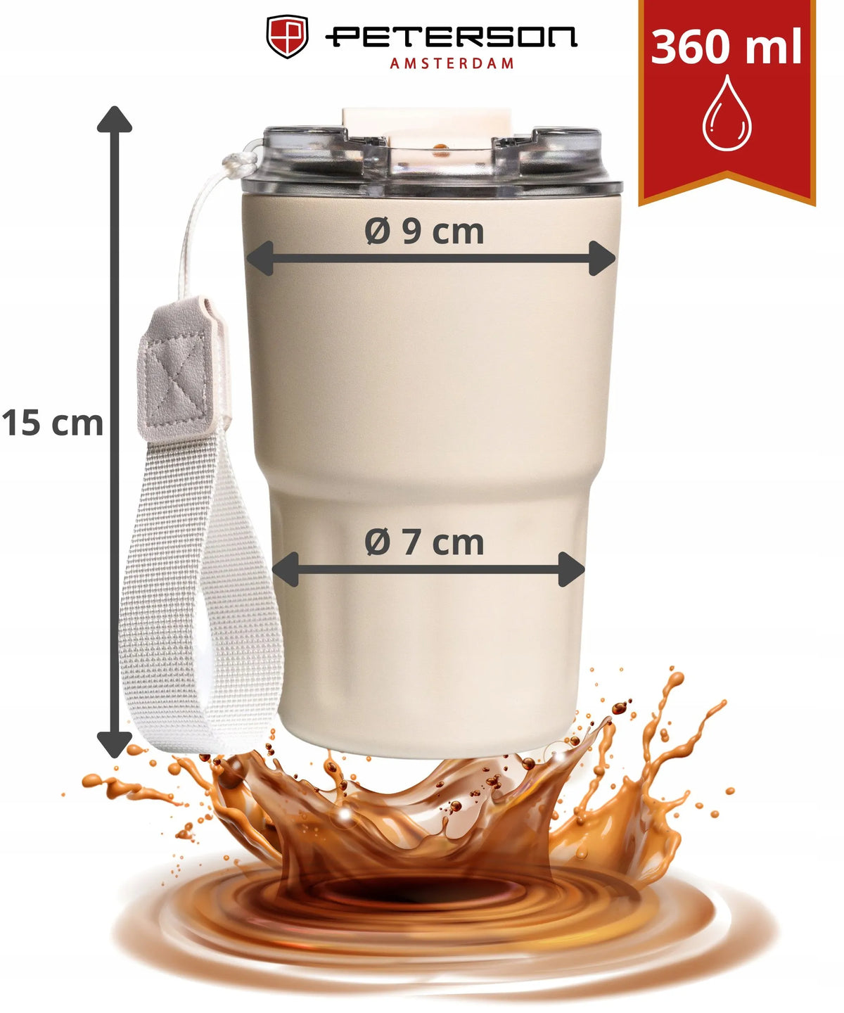 Terminis puodelis kavai ir arbatai Peterson 360ml
