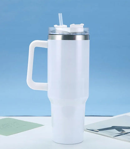 Terminis puodelis termosas su šiaudeliu, nerūdijantis plienas, labai didelis XXL, 1200 ml