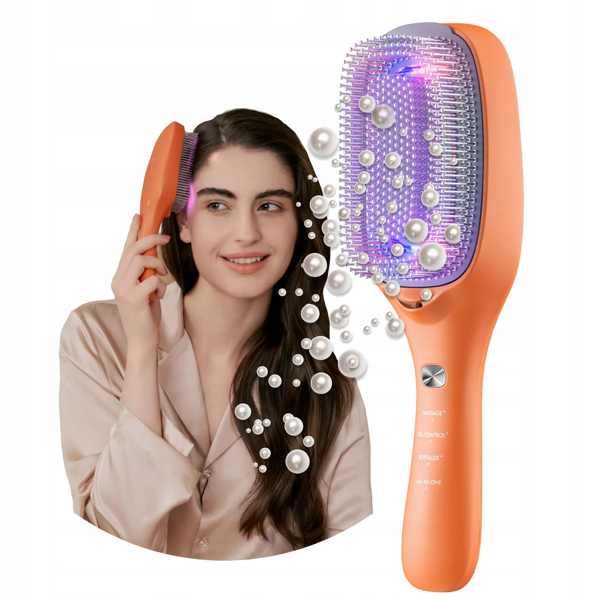 TOUCHBeauty Vita plaukų šepetys su lazerio ir LED šviesos terapija, skirtas galvos odos masažui