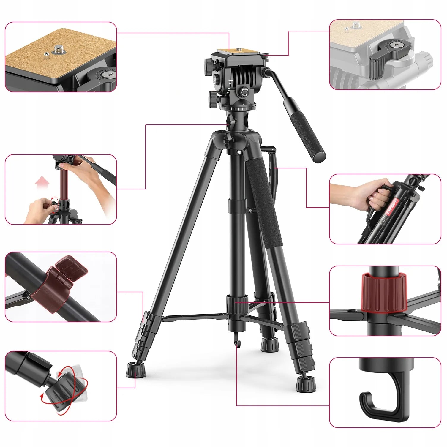 Trikojis ir monopodas su 360 laipsnių panoramine galvute Ulanzi U-Select VT-02