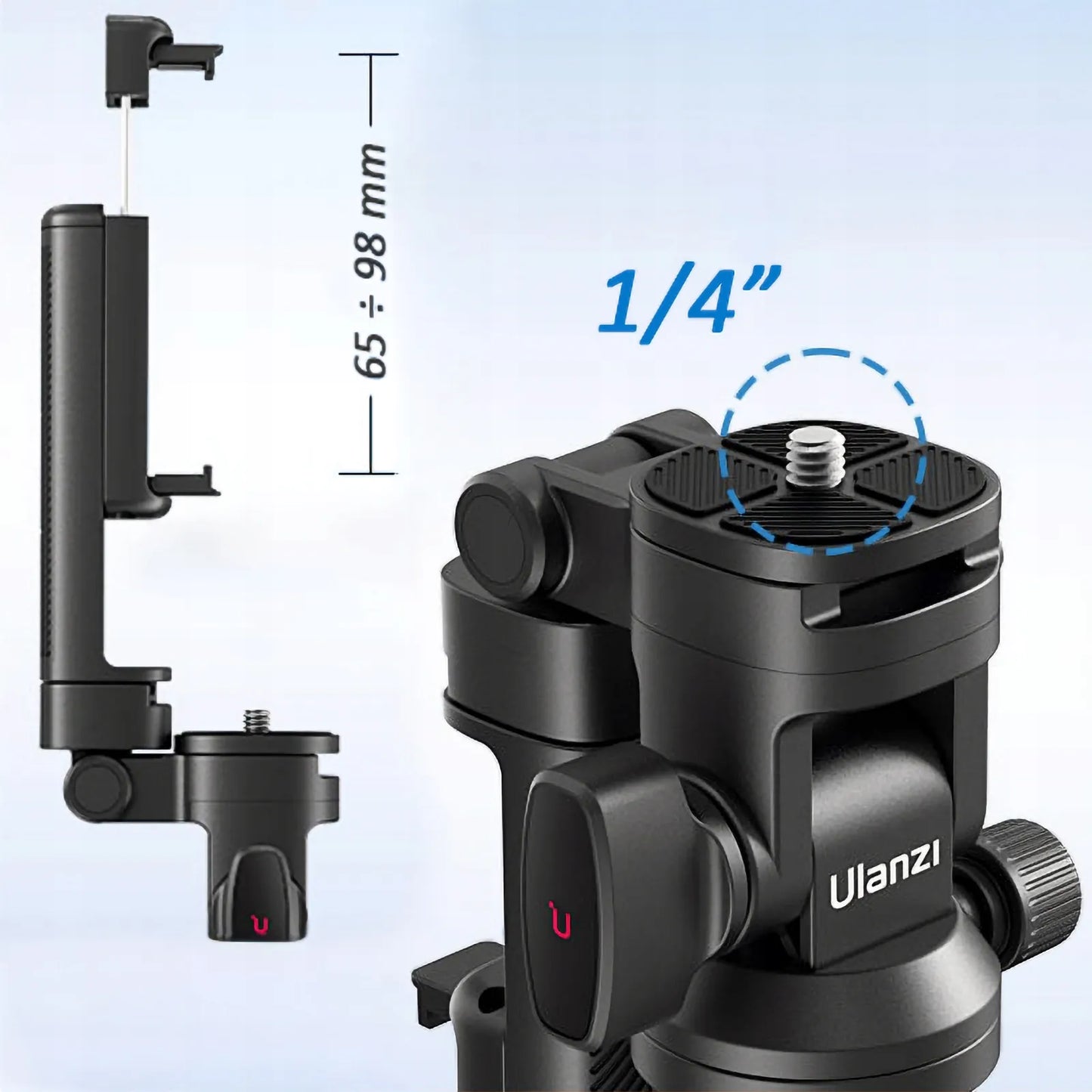 Trikojis „Ulanzi MT-78“ asmenukių lazda + išmaniojo telefono laikiklis + „Bluetooth“ nuotolinio valdymo pultelis