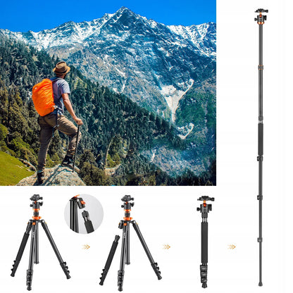 TRIKOJO STOVAS FOTOAPARATUI K&F CONCEPT SA254M2 MONOPODAS 175CM GALVUTĖ 10kg