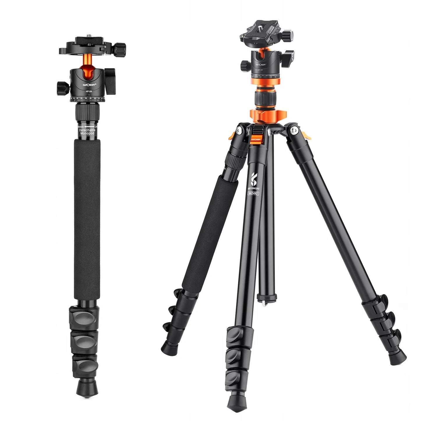 TRIKOJO STOVAS FOTOAPARATUI K&F CONCEPT SA254M2 MONOPODAS 175CM GALVUTĖ 10kg