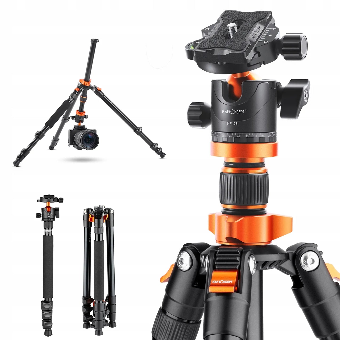TRIKOJO STOVAS FOTOAPARATUI K&F CONCEPT SA254M2 MONOPODAS 175CM GALVUTĖ 10kg