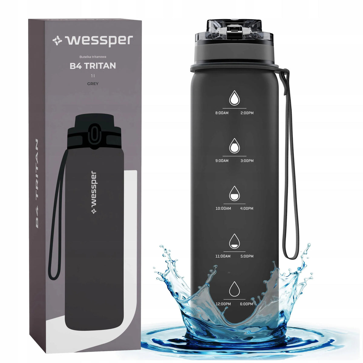 TRITAN sportinis vandens butelis su snapeliu 1000 ml