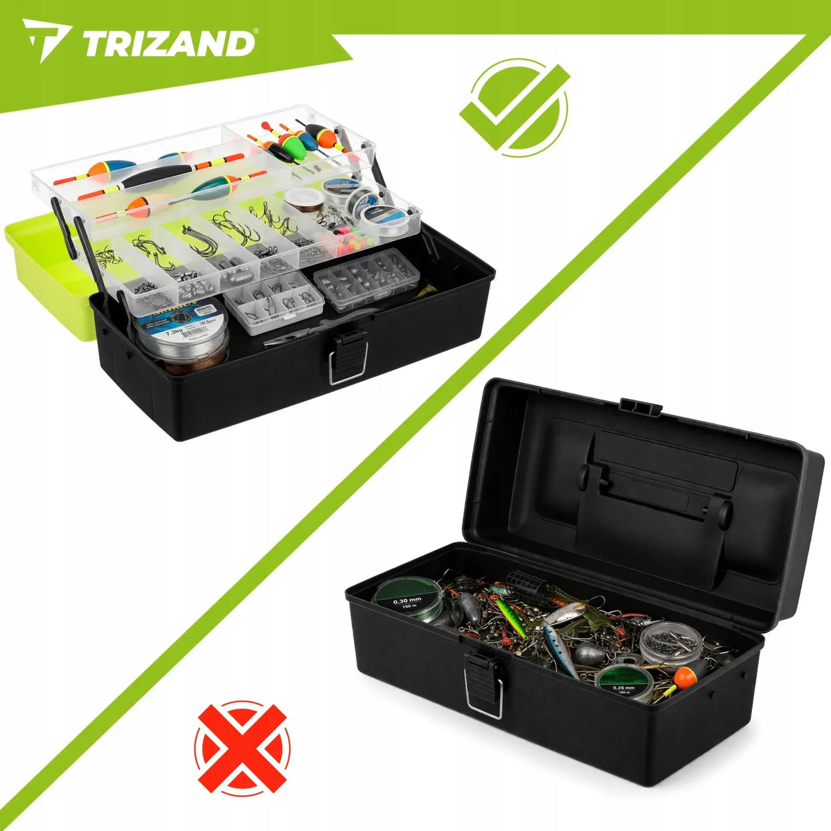 „Trizand“ žvejybos reikmenų dėžė-organizatorius, didelis rinkinys