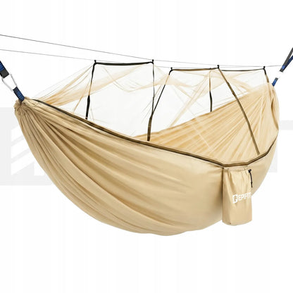 Turistinis hamakas su tinkleliu nuo uodų, dvivietis, didelis 330x140 cm, 200 kg, sodo hamakas