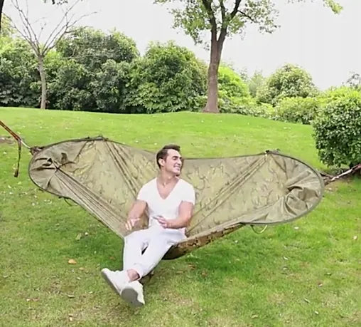 Turistinis hamakas su tinkleliu nuo uodų, pakabinama palapinė medžiui, survival 260cm 750g