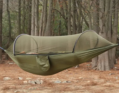 Turistinis hamakas su tinkleliu nuo uodų, pakabinama palapinė medžiui, survival 260cm 750g