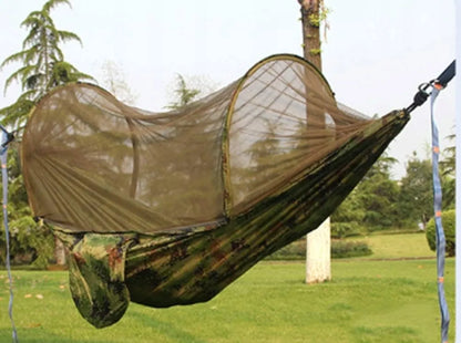 Turistinis hamakas su tinkleliu nuo uodų, pakabinama palapinė medžiui, survival 260cm 750g