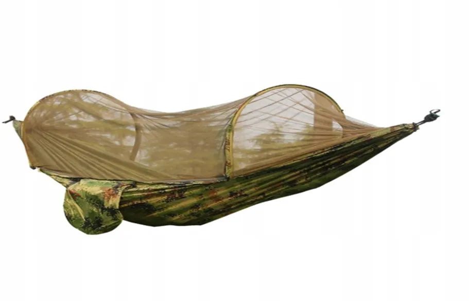 Turistinis hamakas su tinkleliu nuo uodų, pakabinama palapinė medžiui, survival 260cm 750g