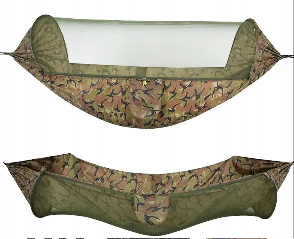 Turistinis hamakas su tinkleliu nuo uodų, pakabinama palapinė medžiui, survival 260cm 750g